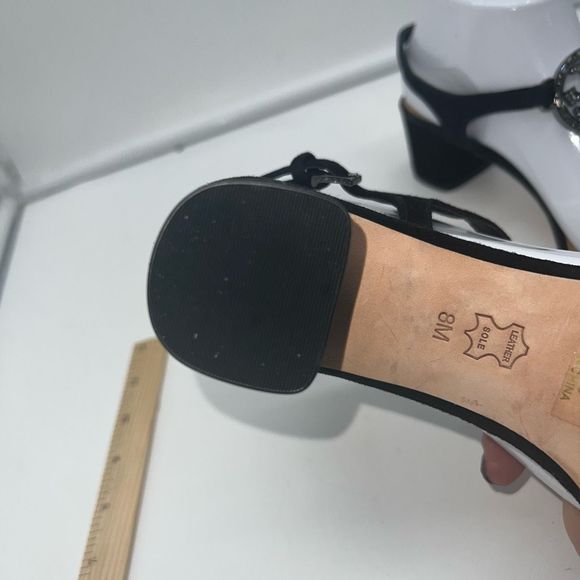 Tory Burch Suede T Strap Rhinestone Logo Sandals - Picture 8 of 15